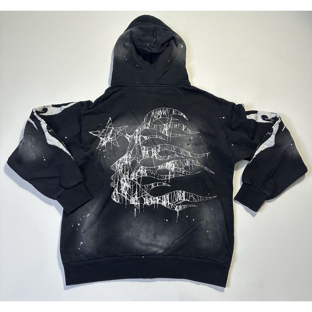 NWT Hellstar Spiderweb BLACK Ink Splash VTG Hoodie Medium - VERIFIED AUTHENTIC